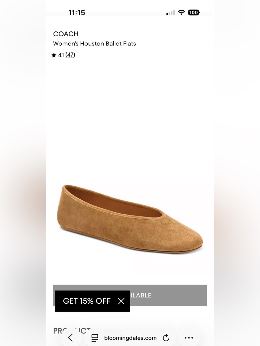 COACH Women's Houston Ballet Flats in Suede Coconut